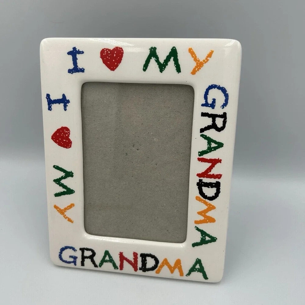 Vintage 1988I Love My Grandma Ceramic Picture Frame 3.5 X 5 Made in Taiwan‎